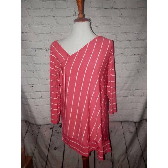 Venue Top Melon Pink White XL Asymmetrical Knit